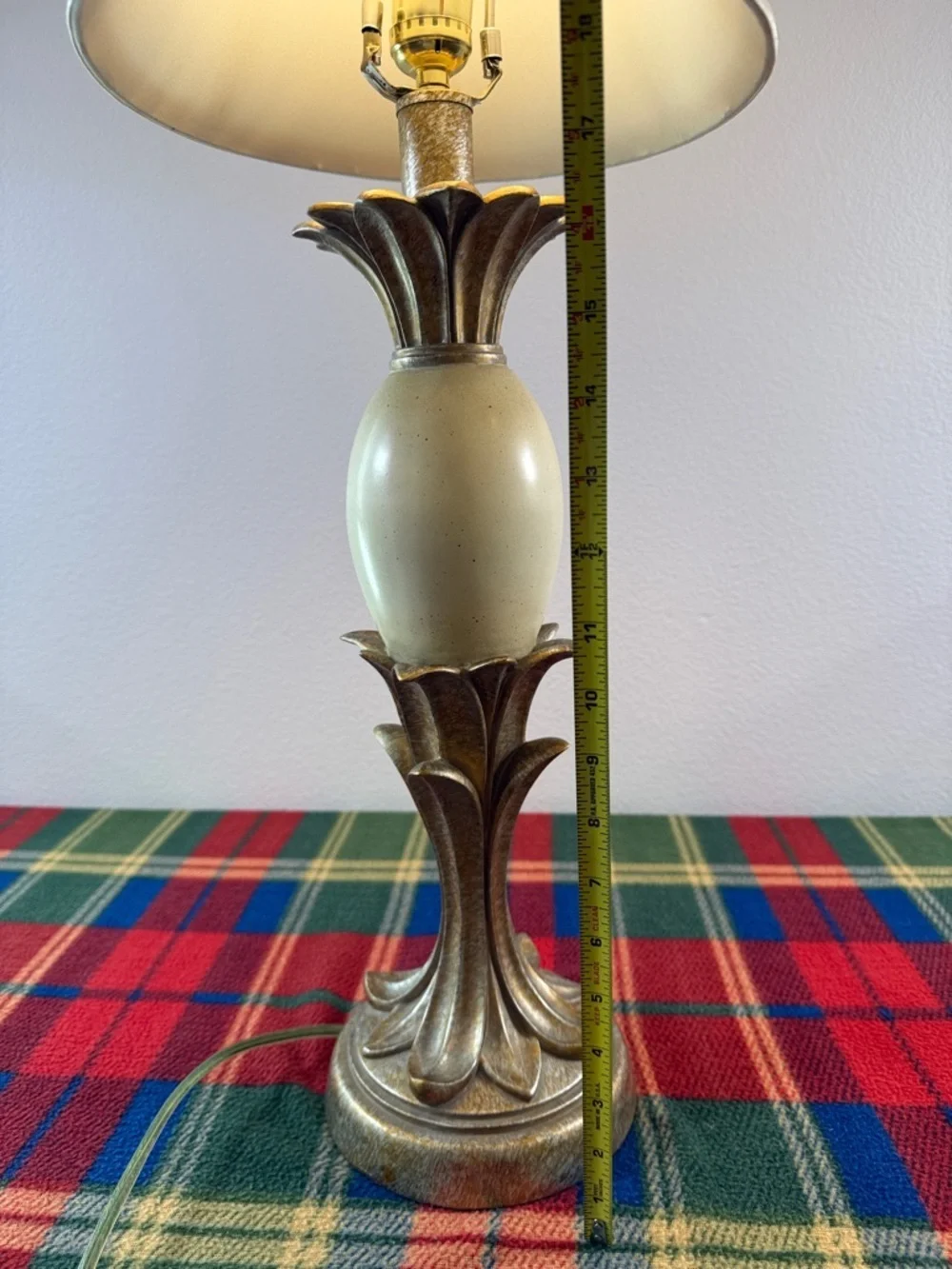Cream and Gold Floral Accent Brass Table Lamp - Elegant Home Accent